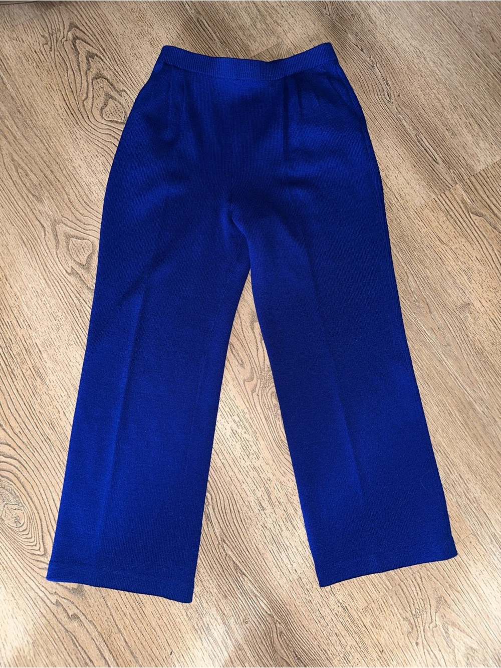 St. John Collection Cobalt Blue Wide-Leg Knit Trousers